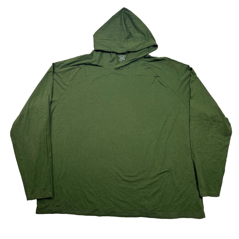 Jockey Lightweight Hoodie Shirt Mens XXXL Green Long Sleeve Raglan Pullover Big
